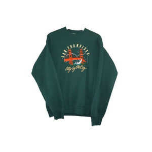 Vintage Made In USA Green Oneita Crewneck San Francisco City By The Bay SZ L